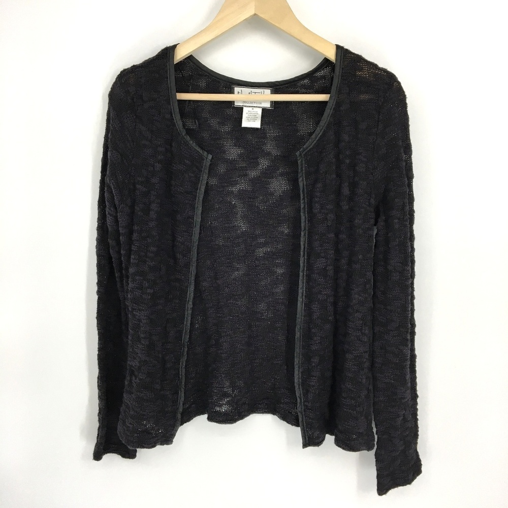 Mary Mcfadden Black Open Front Cardigan